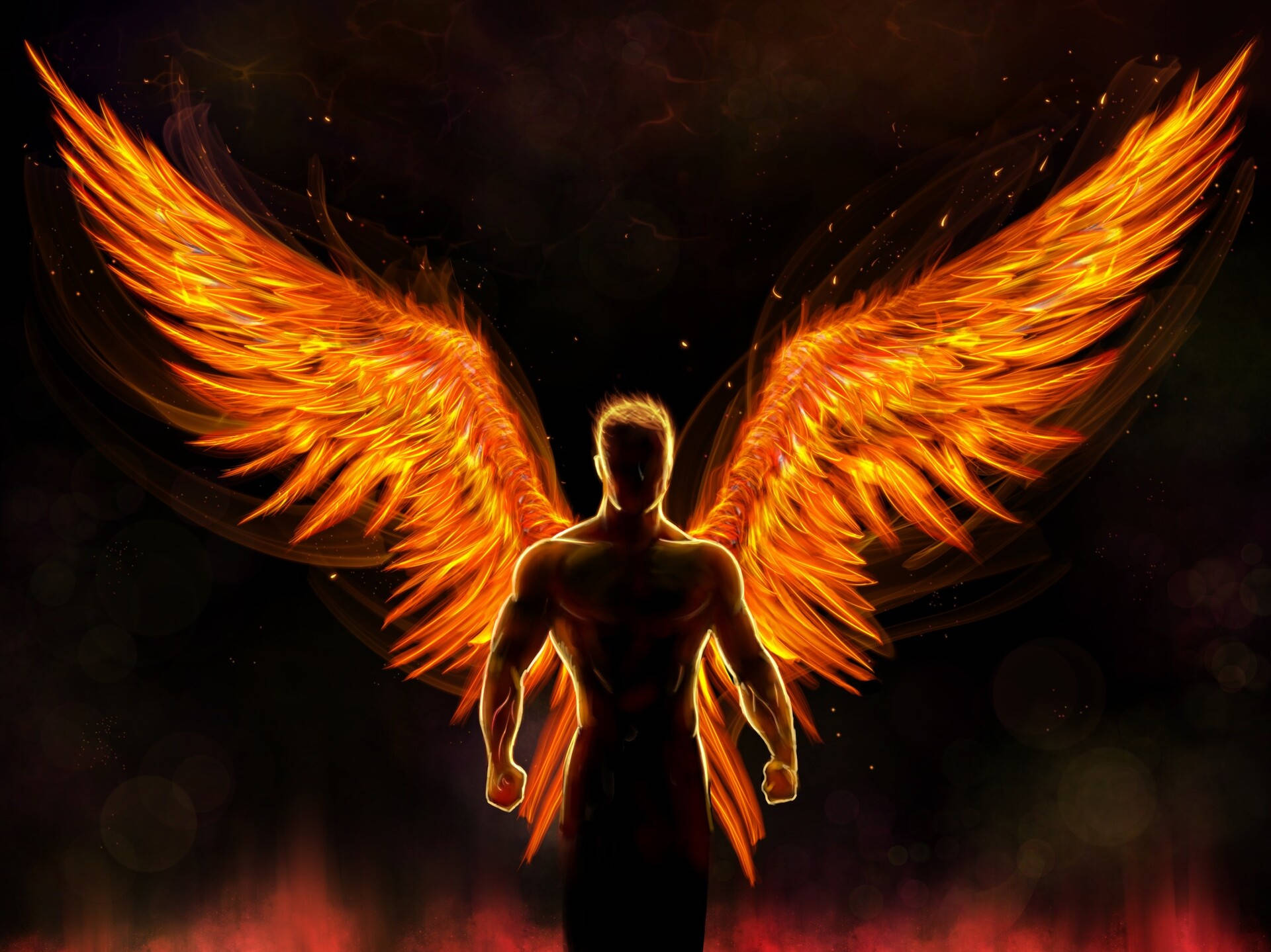 Hunk Man With Fire Wings