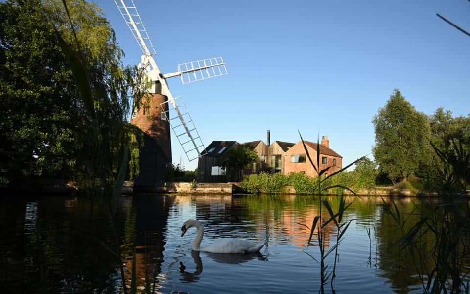 Hunsett Mill At The Norfolk Broads, England Background