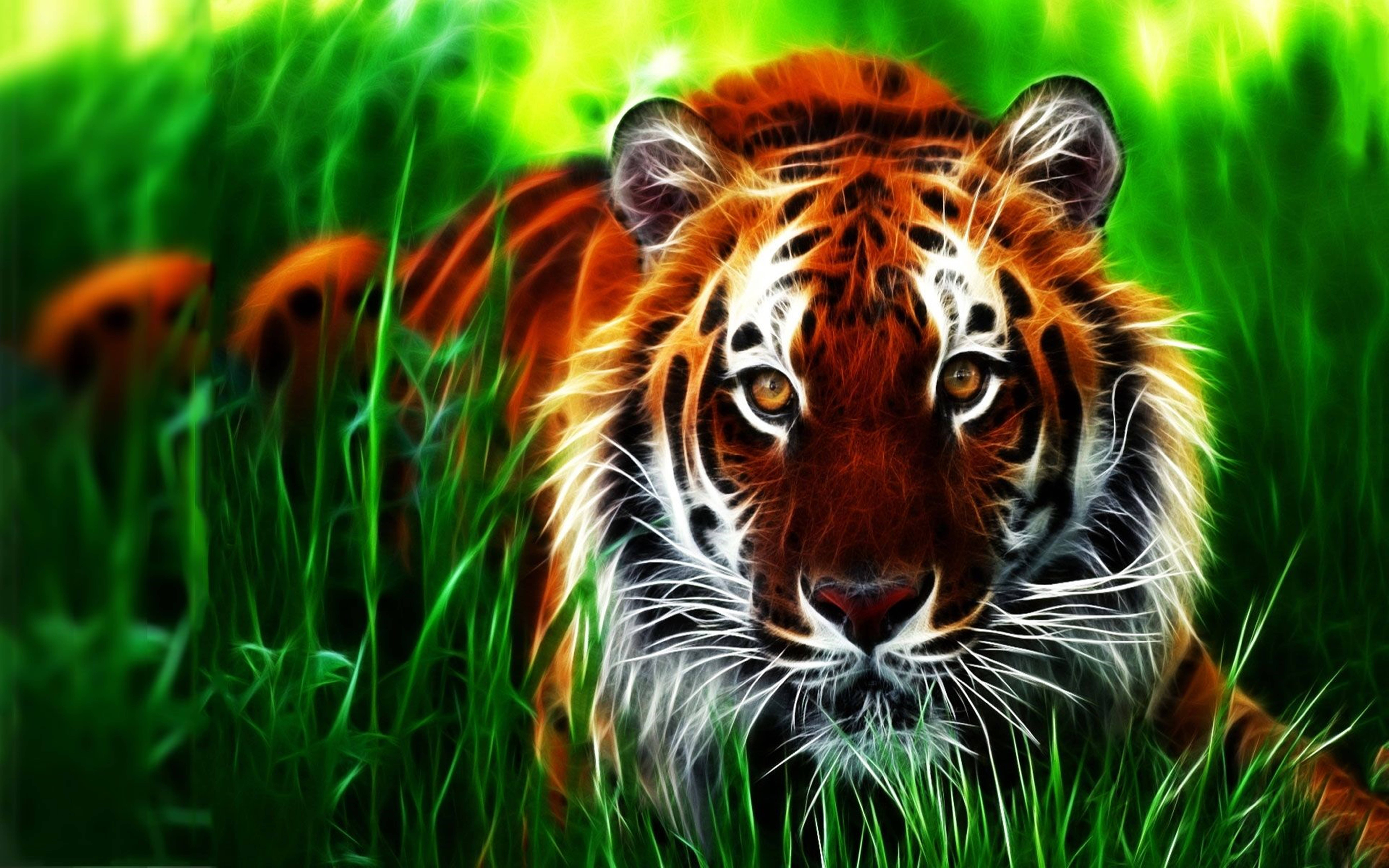 Hunting Master 8k Tiger Uhd Neon Background