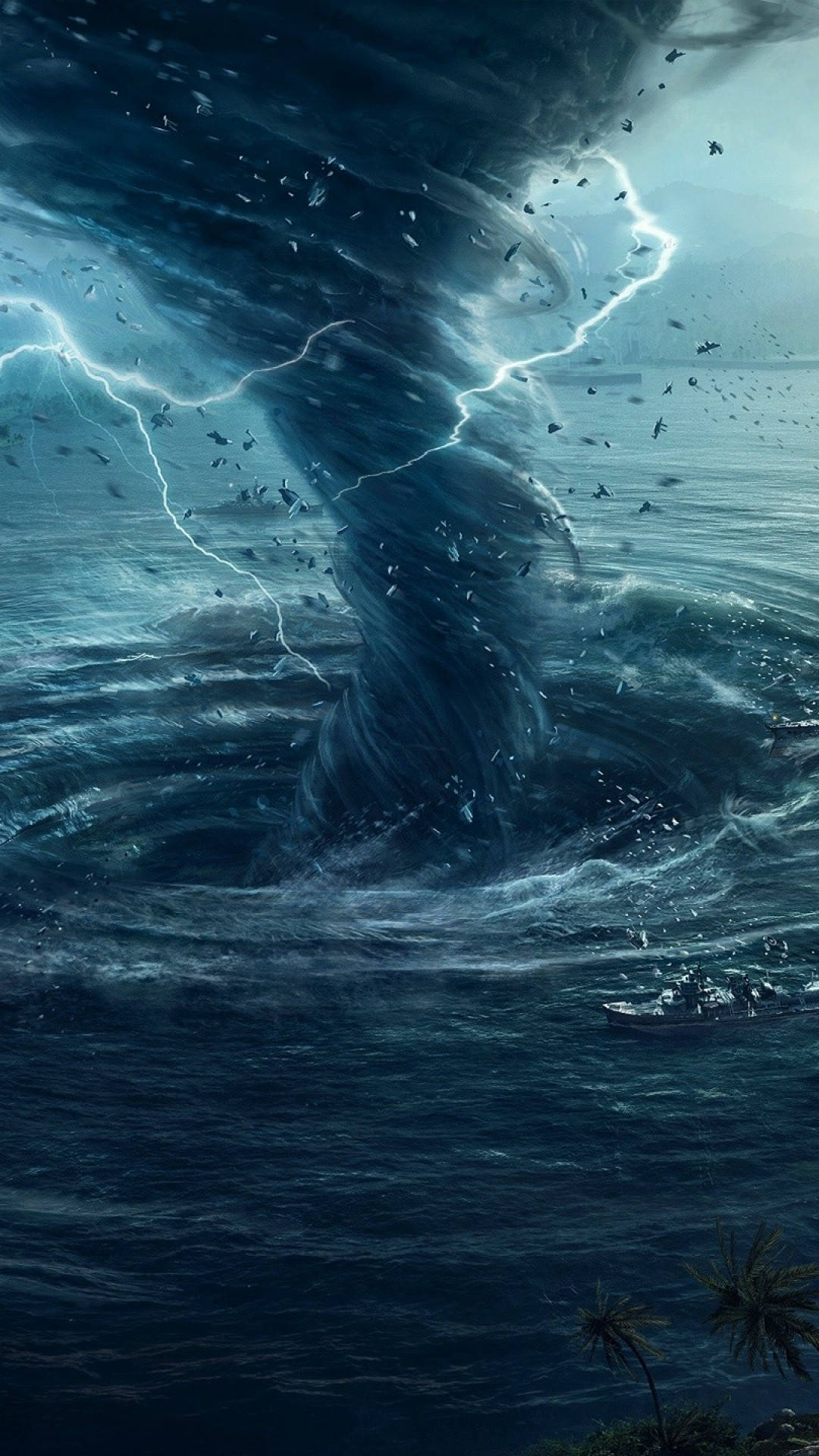 Hurricane In The Sea Background