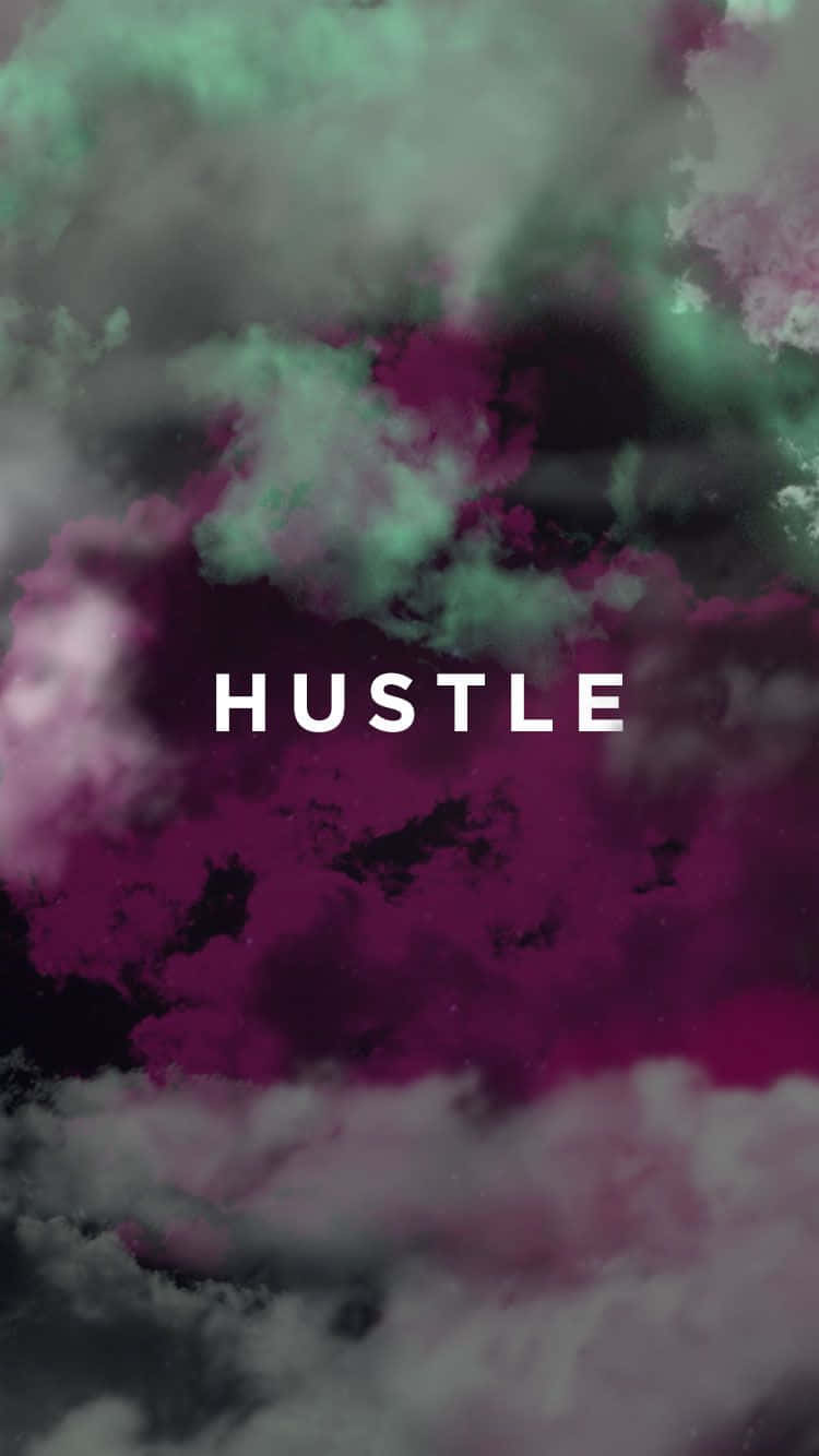 Hustle - A Cloudy Sky With The Word Hustle Background