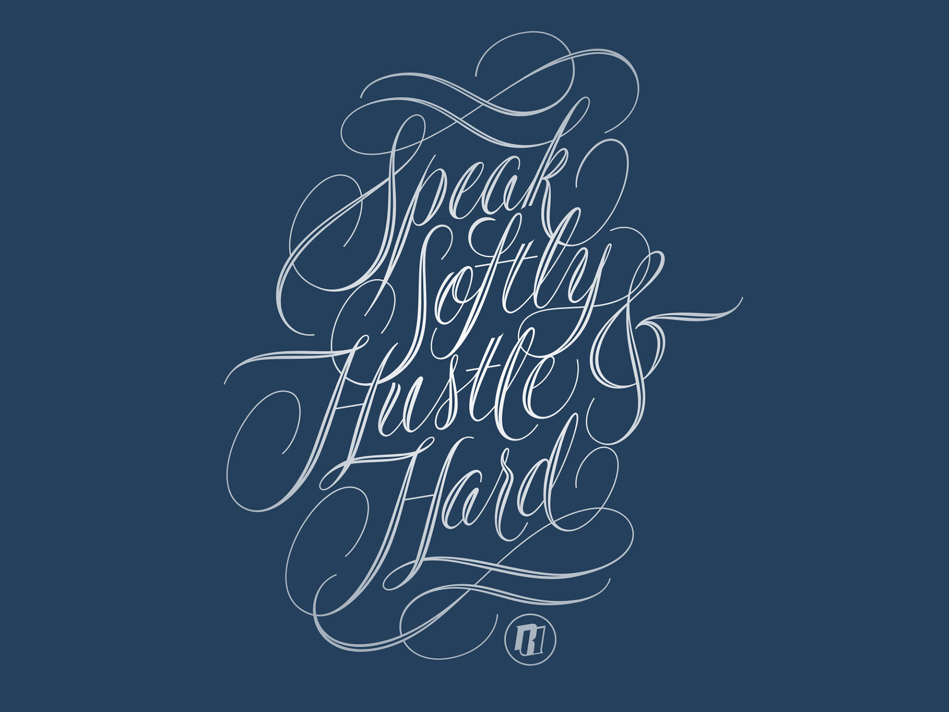 Hustle Hard Cursive Background