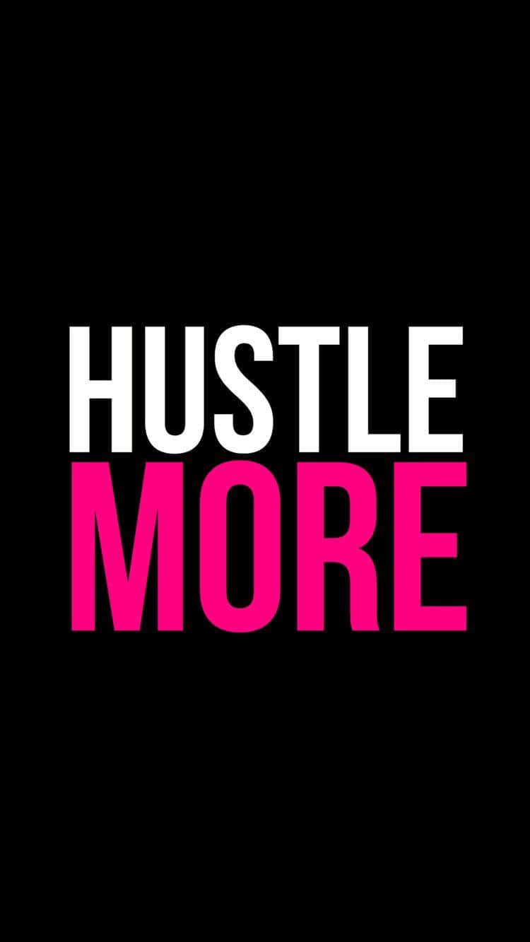 Hustle More Logo On A Black Background Background