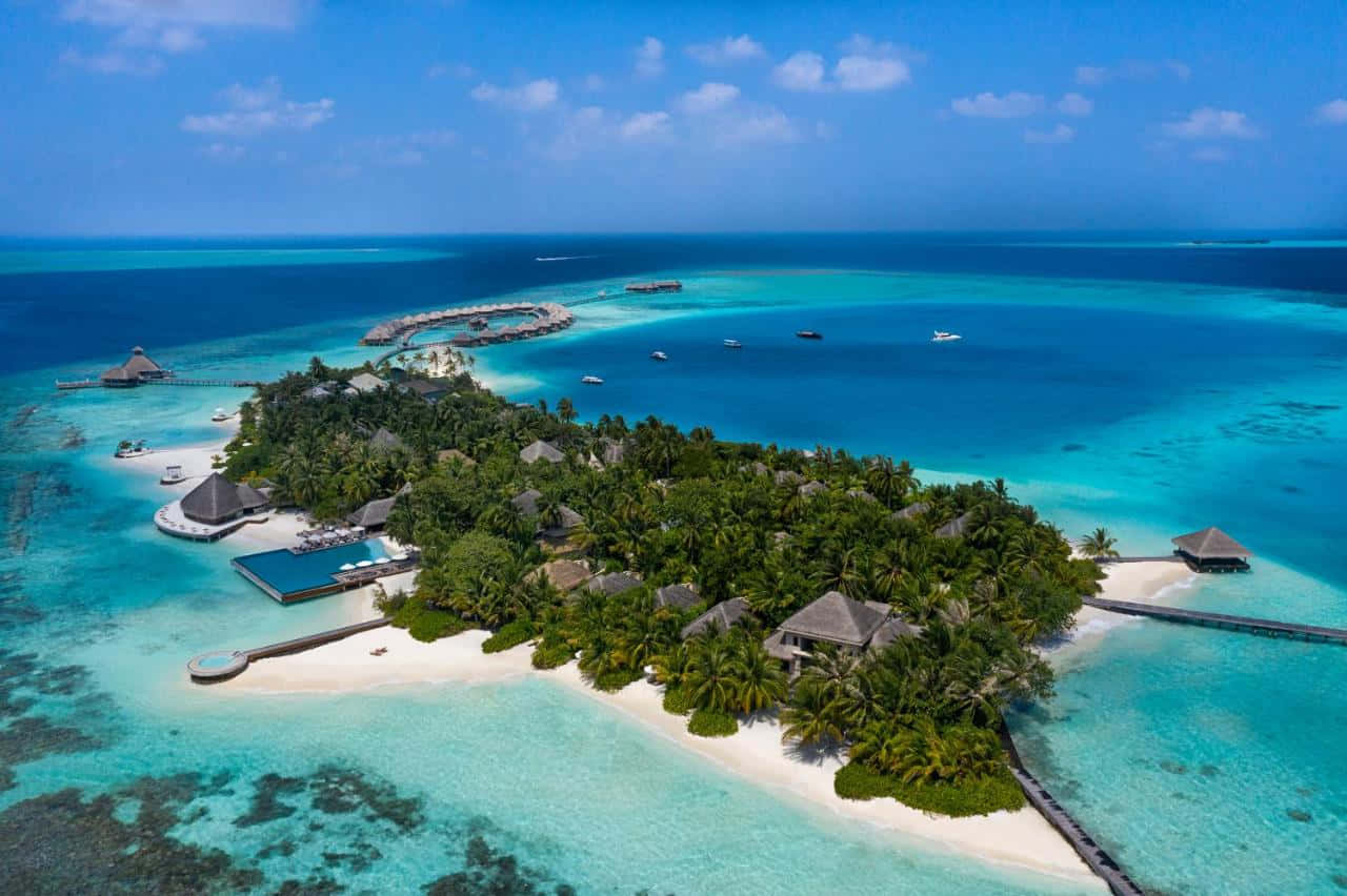 Huvafen Fushing Island Resort Top View Background