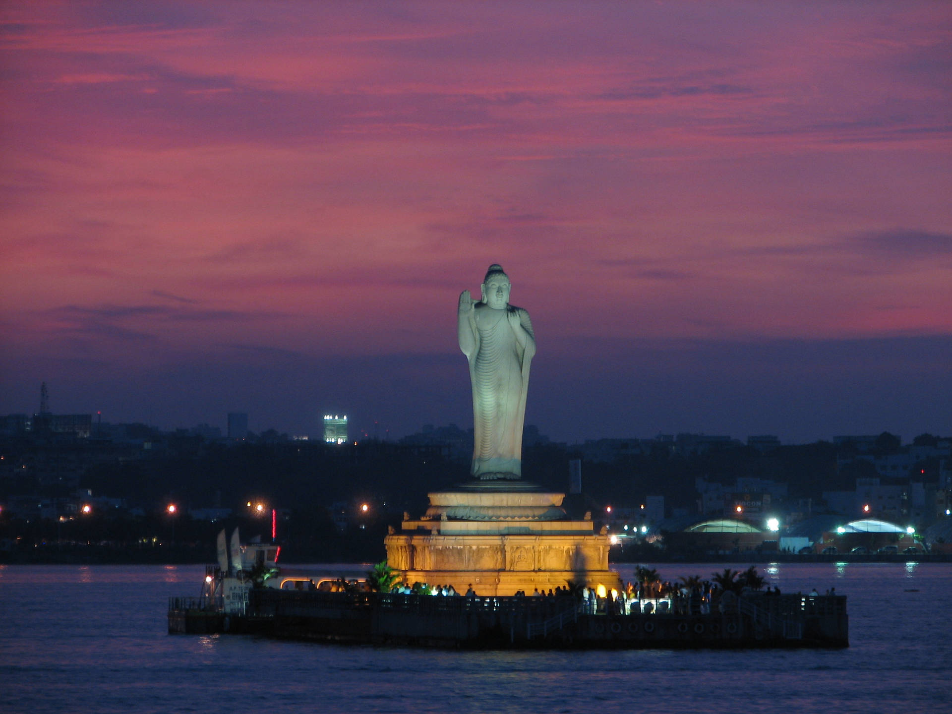 Hyderabad Sagar Lake Night View Background