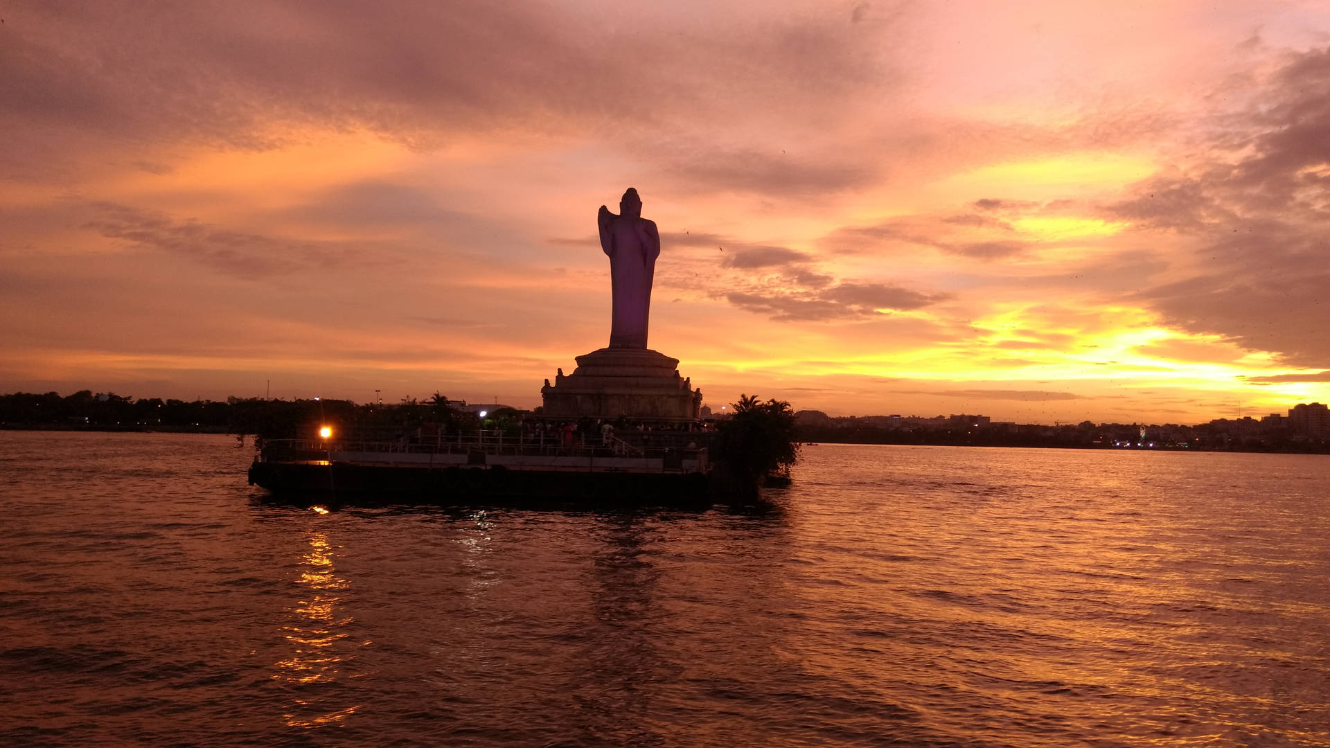 Hyderabad Sagar Lake Sunset Background