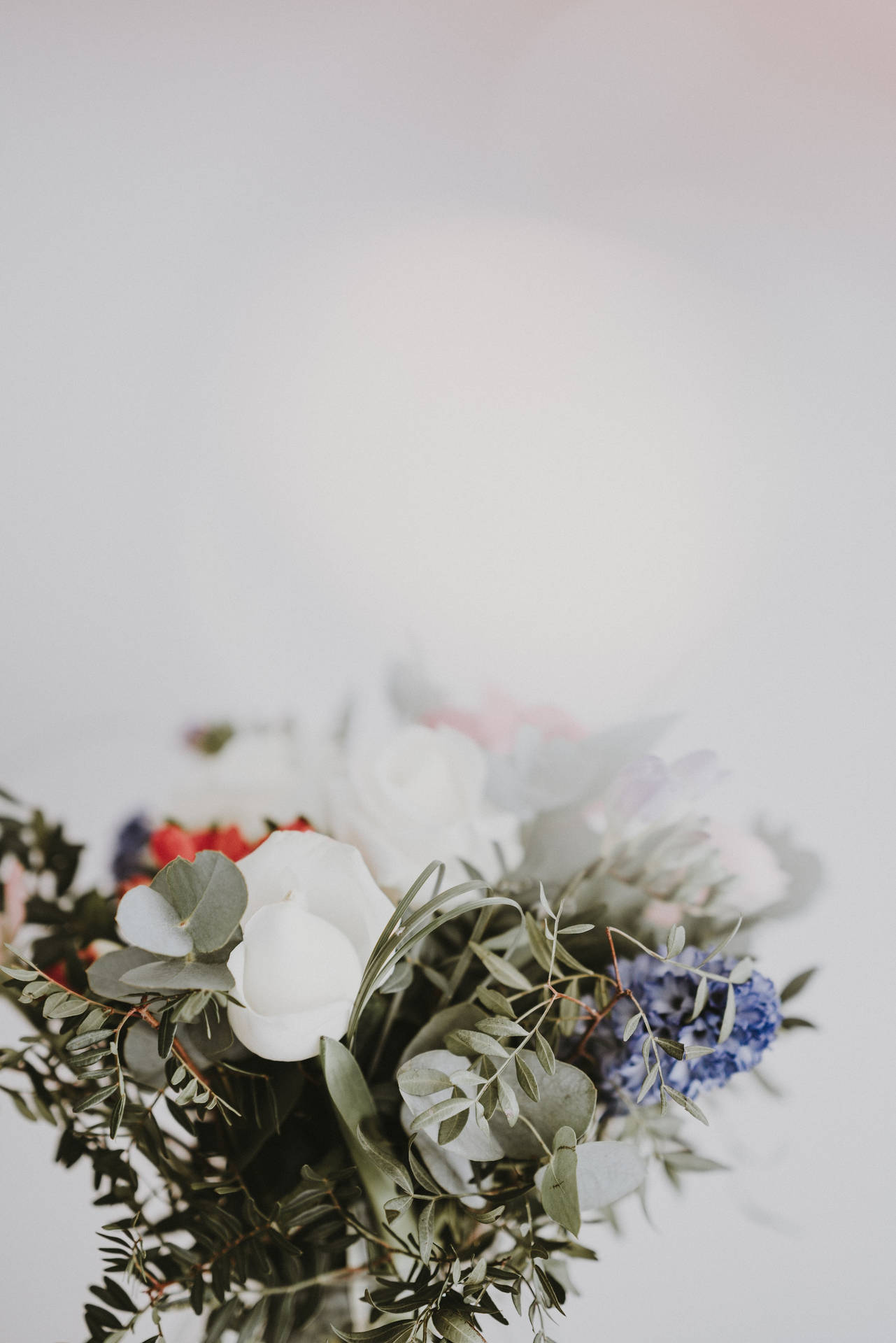 Hydrangea And White Roses Flower Bouquet Background