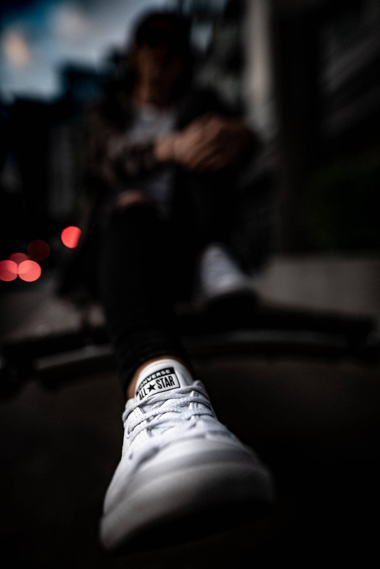 Hyper-focused White Converse Shoe Background