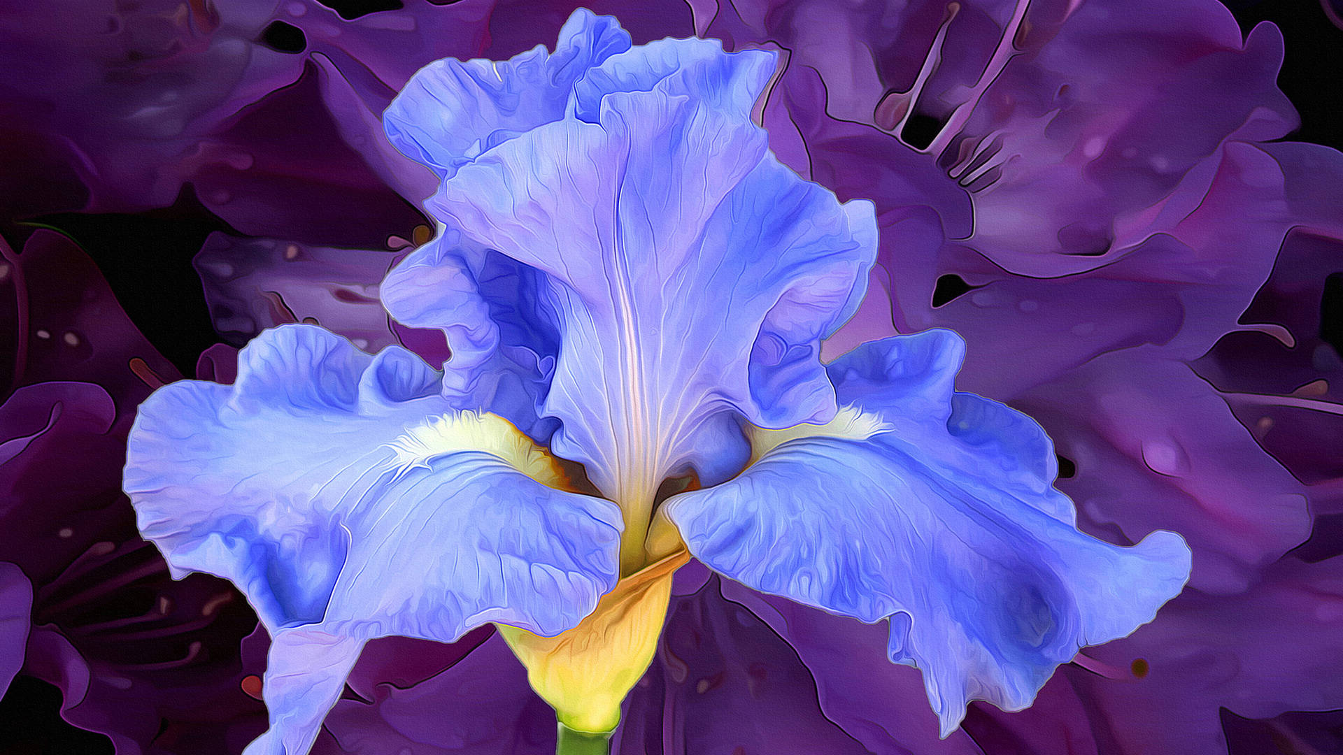 Hyper Realistic Purple Iris Flower Painting Background