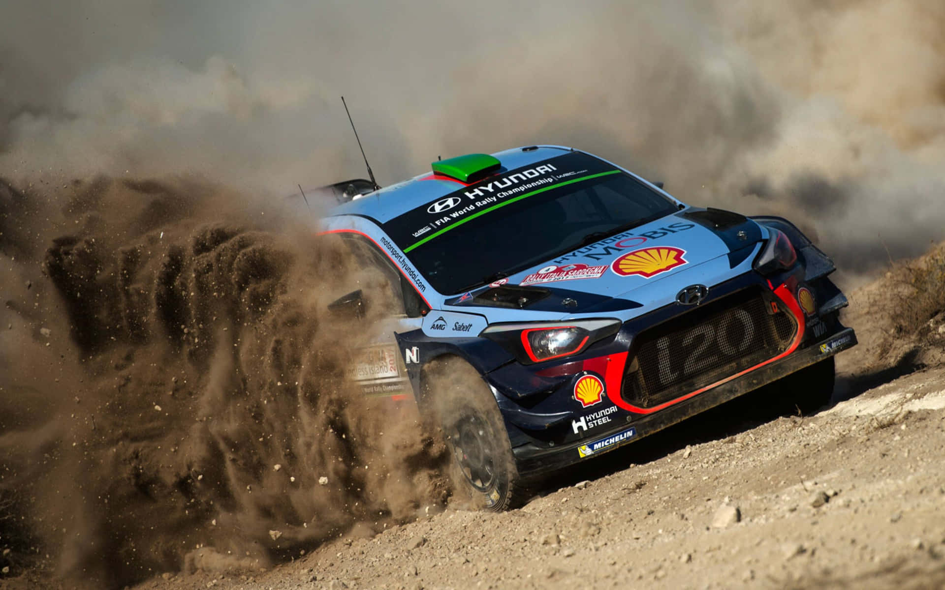 Hyundaii20 W R C Rally Dirt Track Power Slide Background