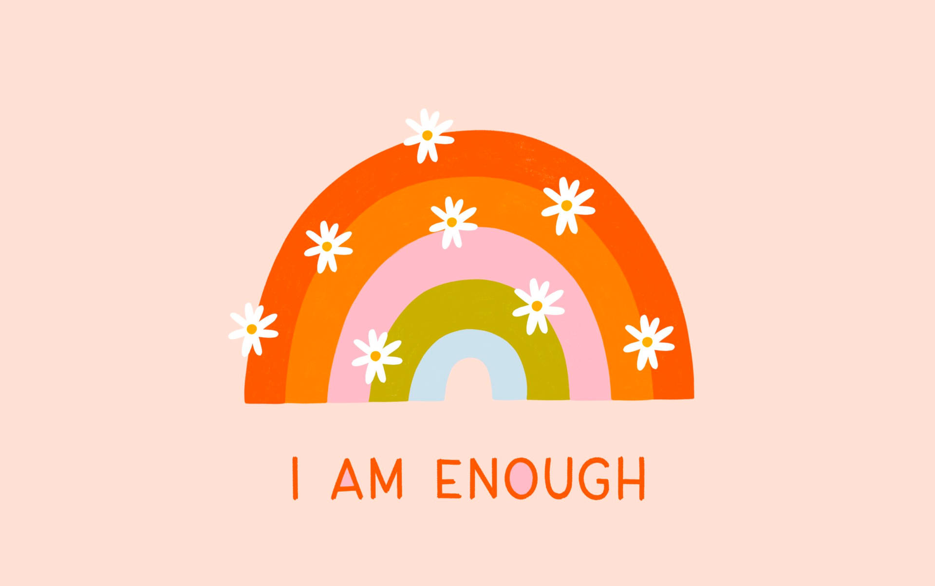 I Am Enough Quote With A Rainbow Background