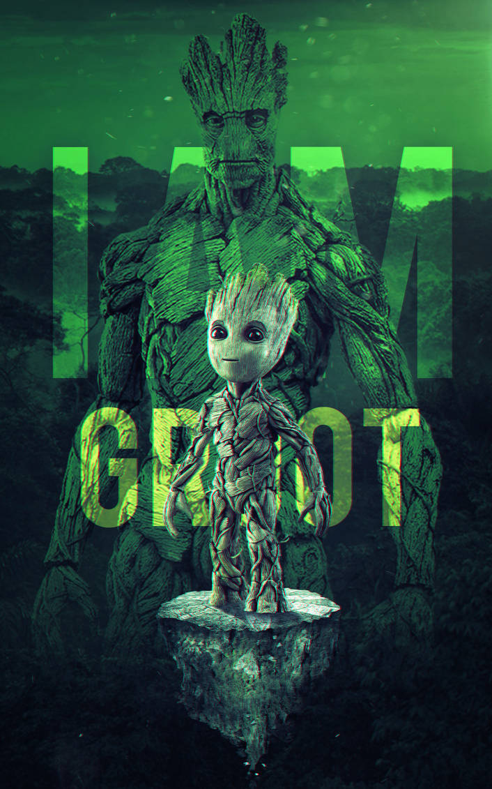I Am Groot Green Background