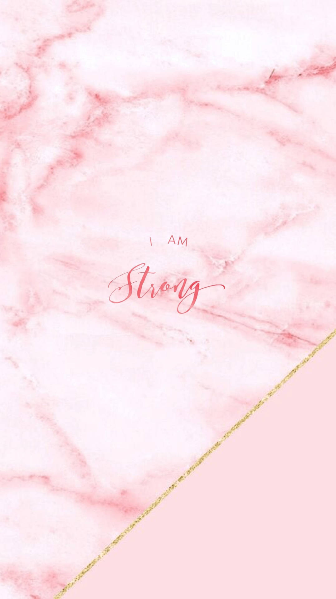 I Am Strong Pink Marble Iphone Background