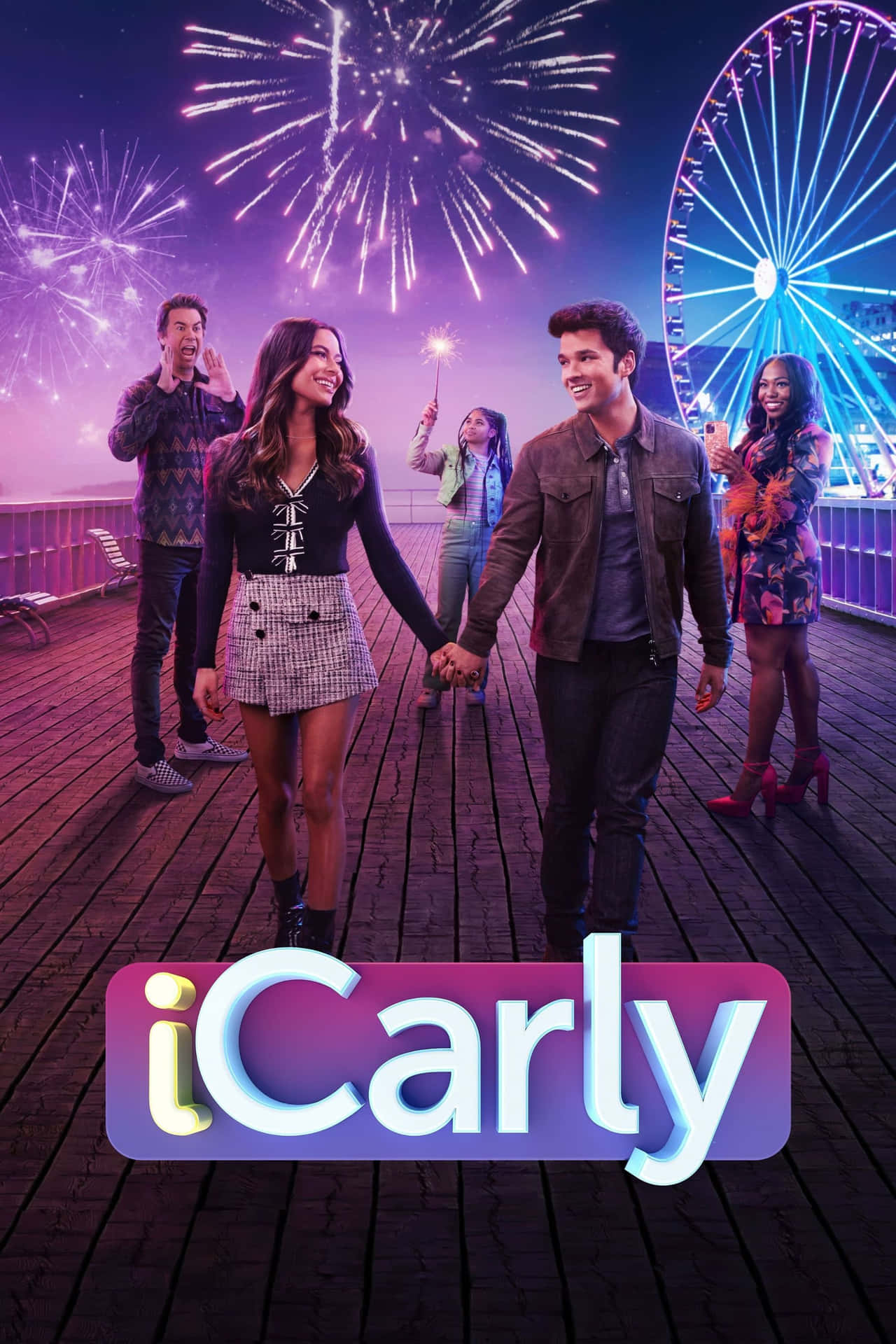 I Carly Reboot Cast Fireworks Backdrop Background