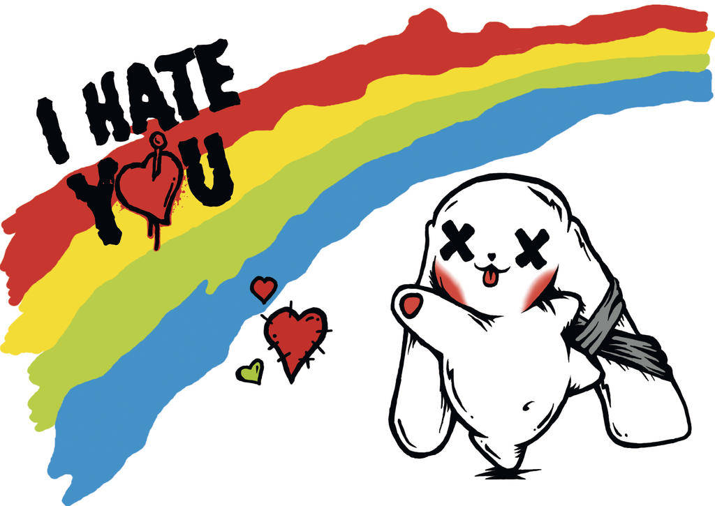 I Hate You With Rainbow Background