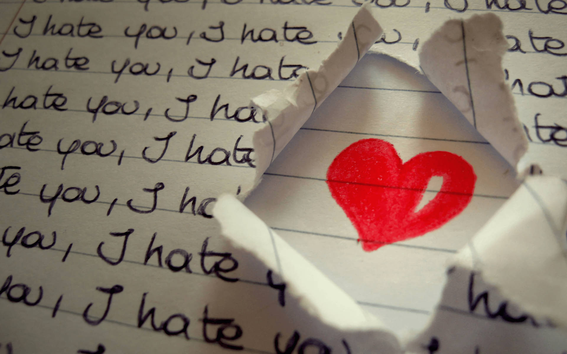 I Hate You With Red Heart Background