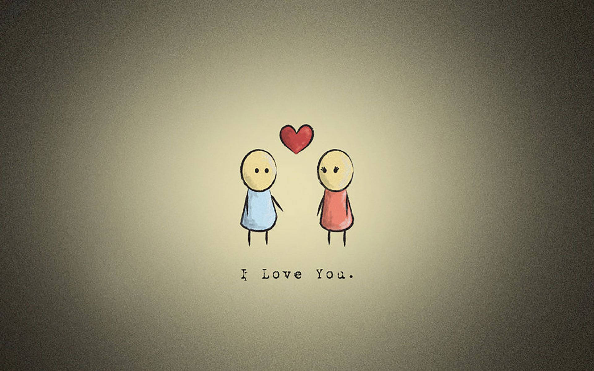 I Love You Aesthetic Simple Cartoons Background