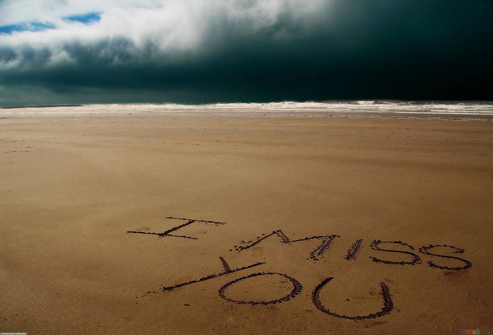 I Miss You On Sand Background