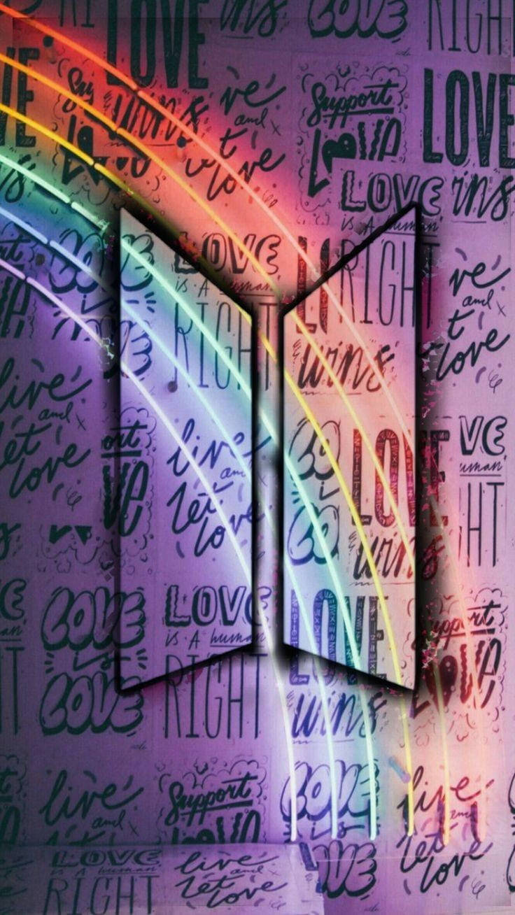 I Purple You Bts Neon Rainbow Background