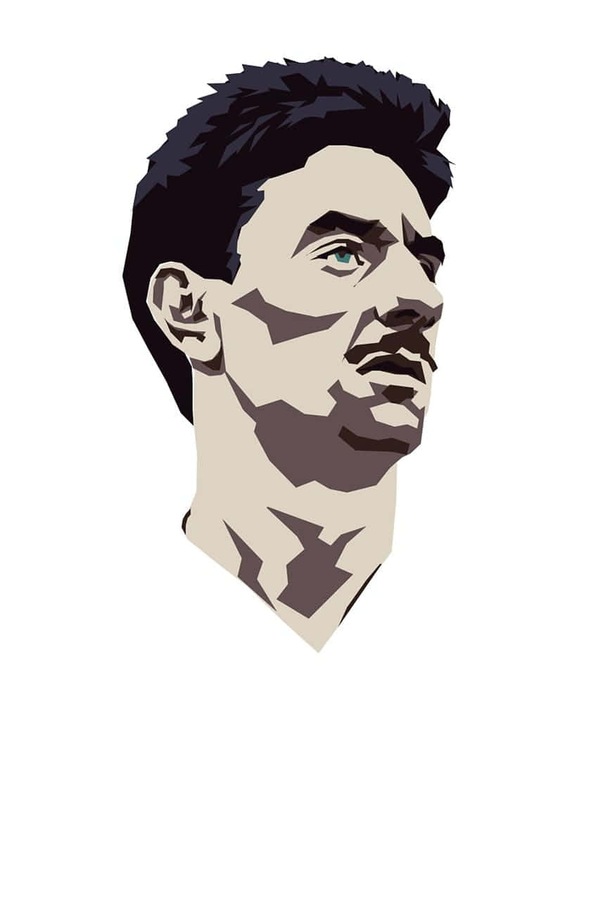 Ian Rush Football Head Profile Illustration Art Background