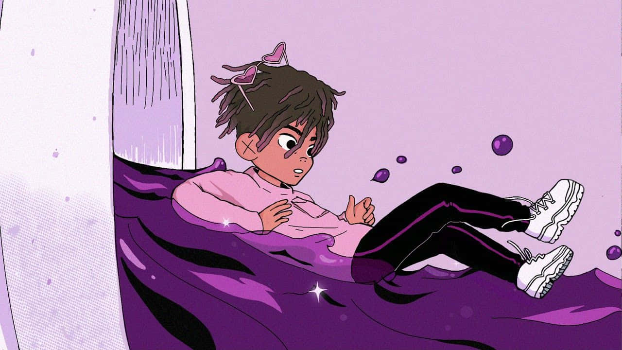 Iann Dior Drawing Purple Water Background