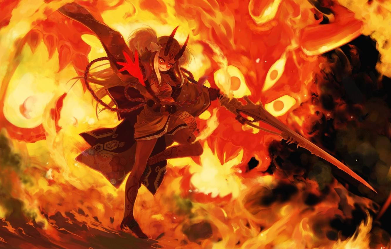 Ibaraki Douji Fire Anime Background
