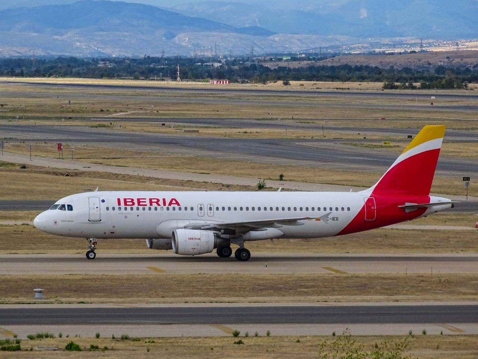 Iberia Airlines Airplane On Rural Runway Background