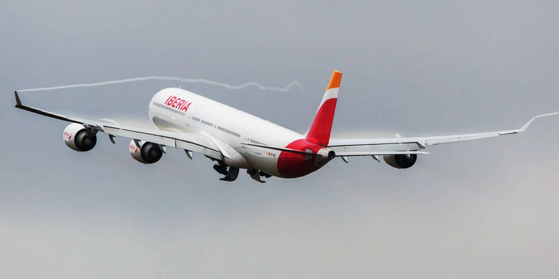 Iberia Airlines Airplane Rear View Background