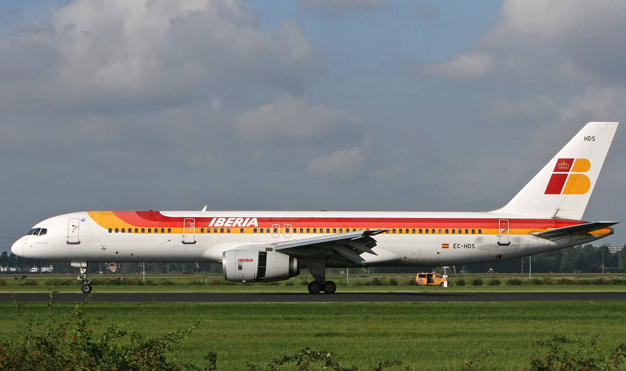 Iberia Airlines Large Passenger Airplane Taking Off Background