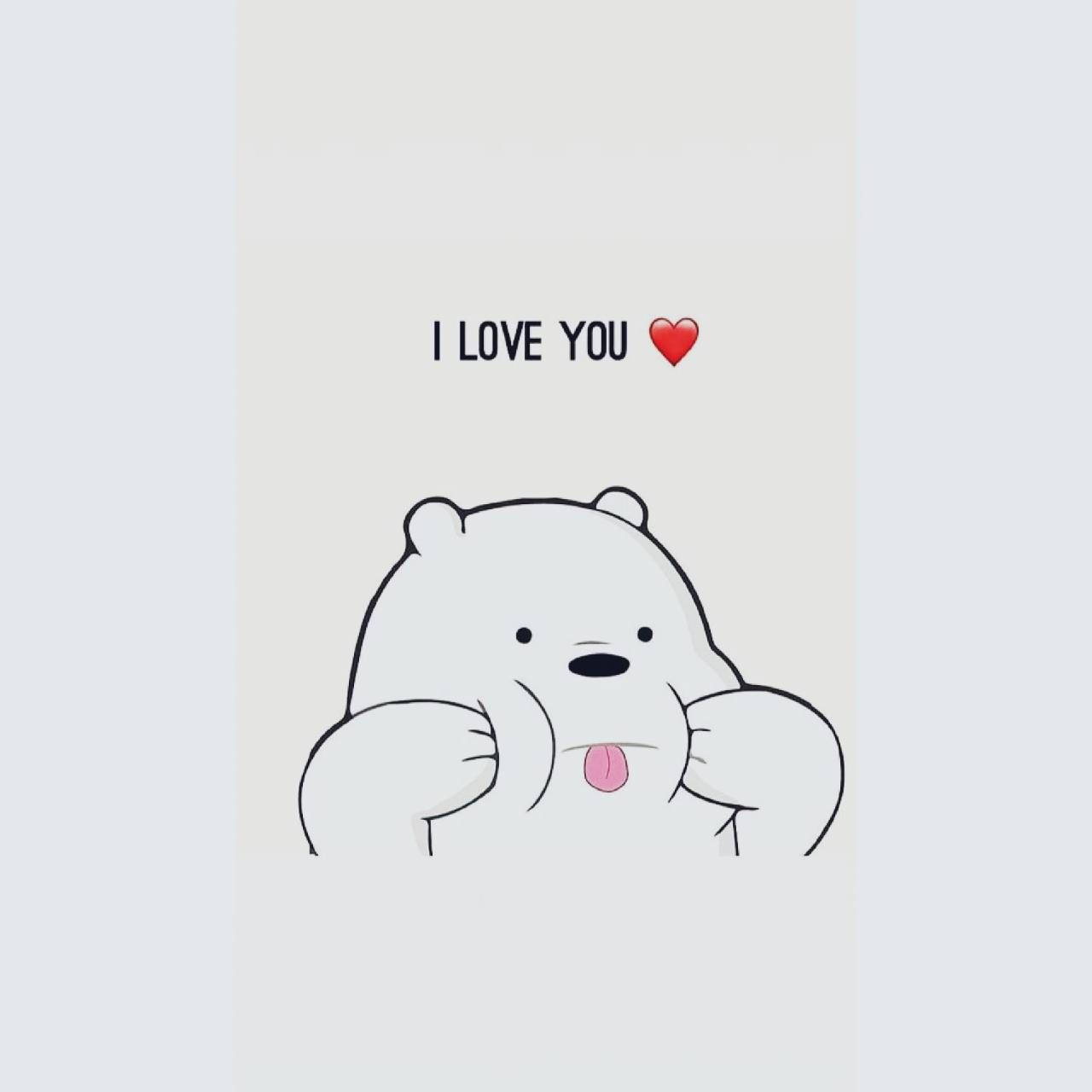 Ice Bear Cartoon I Love You Background