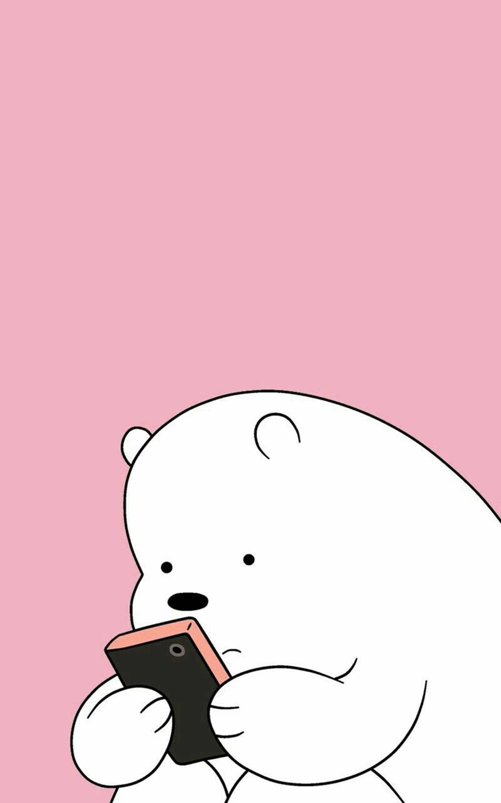 Ice Bear Cartoon Using His Cellphone