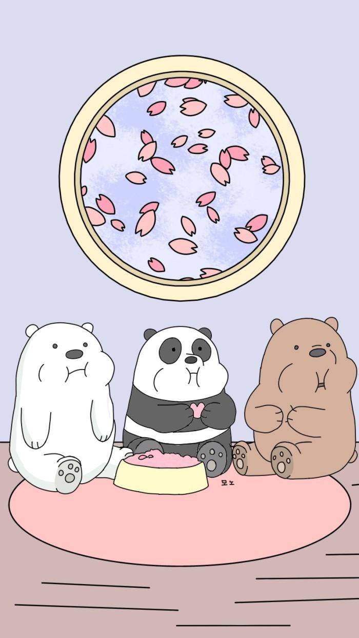 Ice Bear Panda Grizzly Eating Cherry Blossom