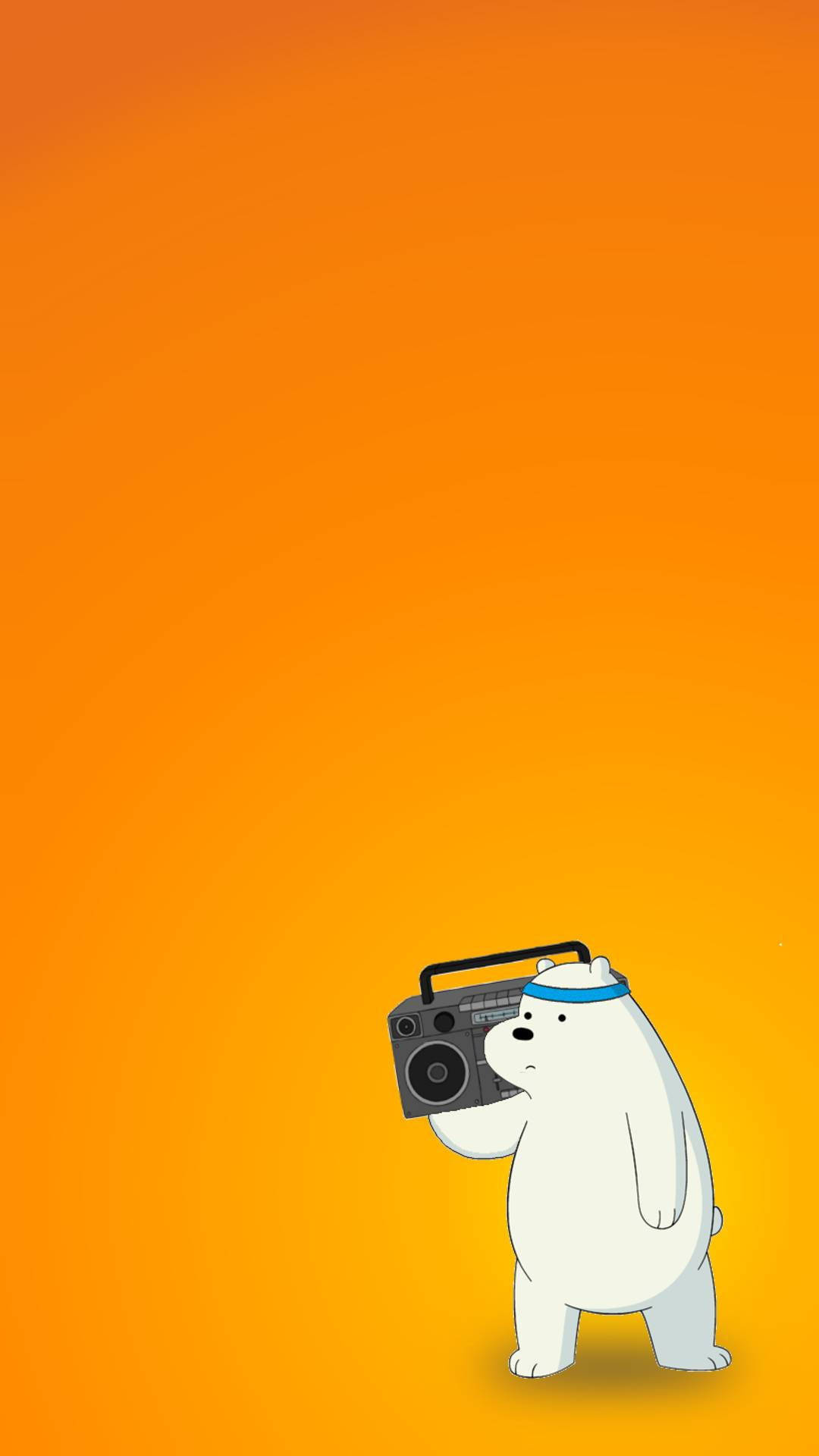 Ice Bear We Bare Bears Boombox Orange Aesthetic Background