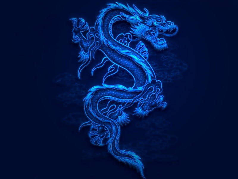 Ice Blue 3d Dragon Insignia Background