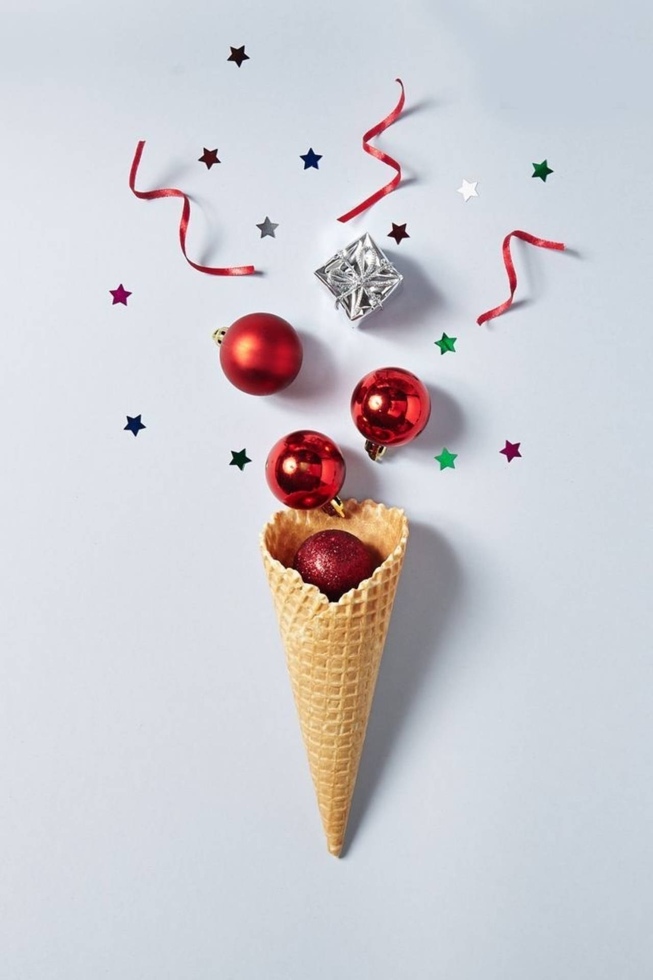 Ice Cream Cone Christmas Aesthetic Background