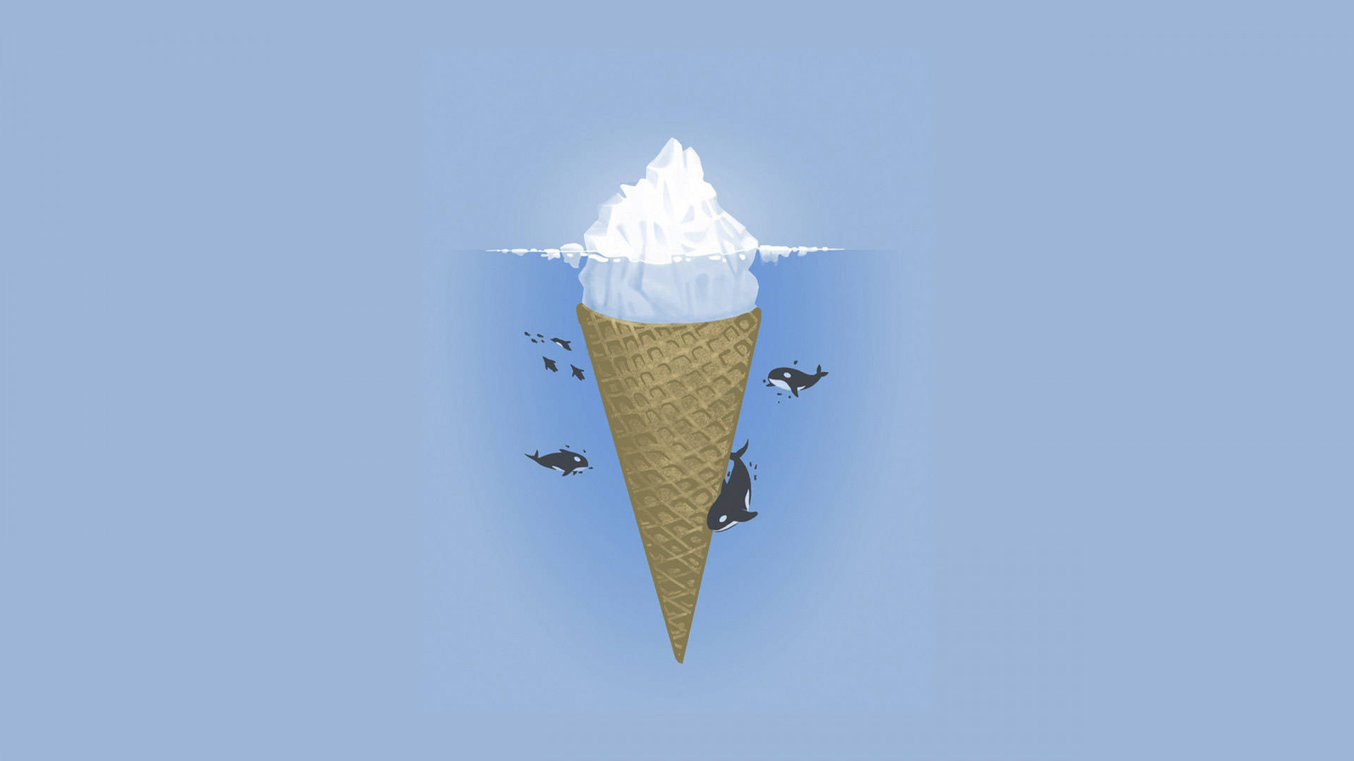 Ice Cream Cone Iceberg Minimalist Aesthetic Laptop Background