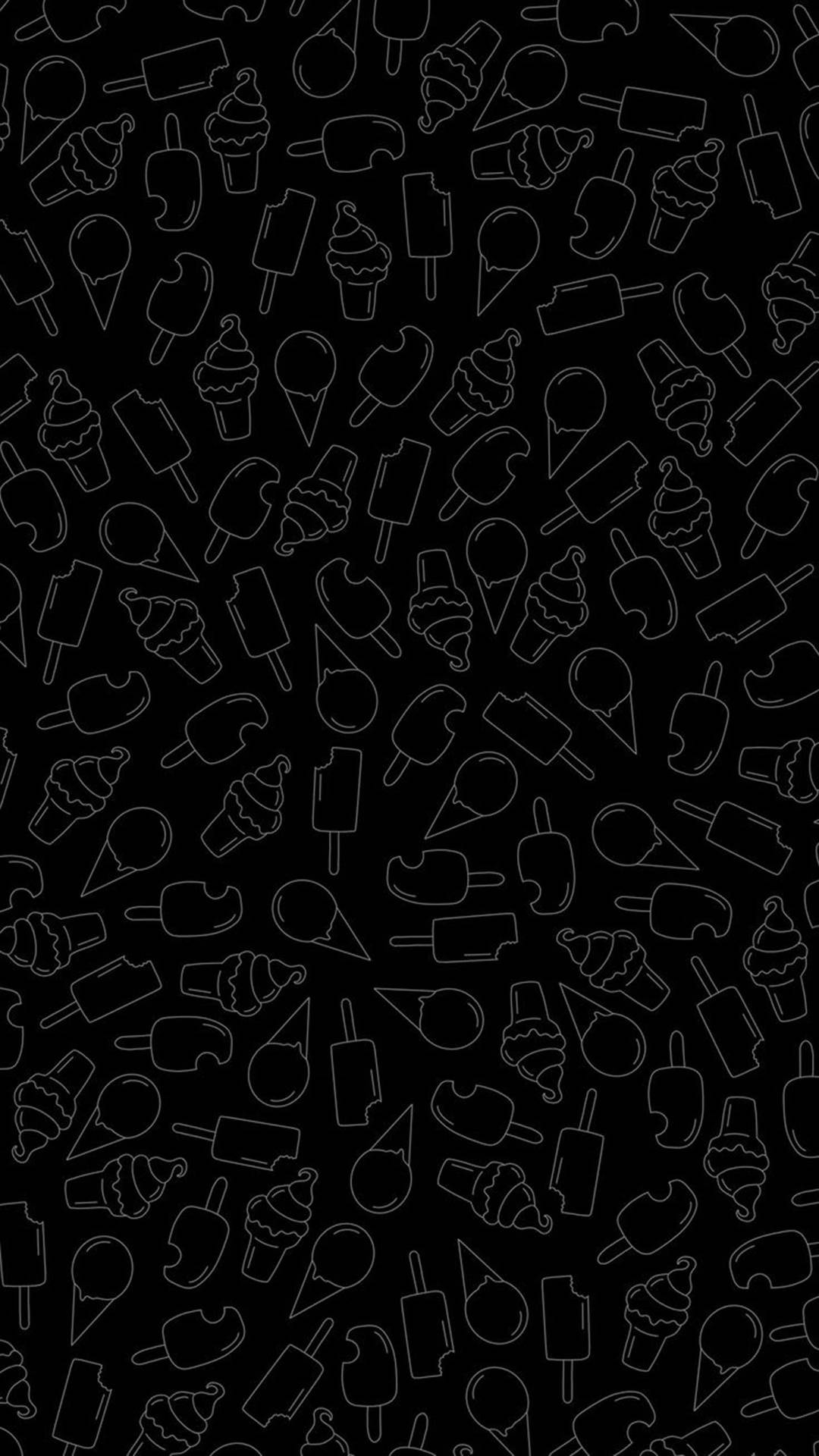 Ice Cream Icons Minimalist Black Phone