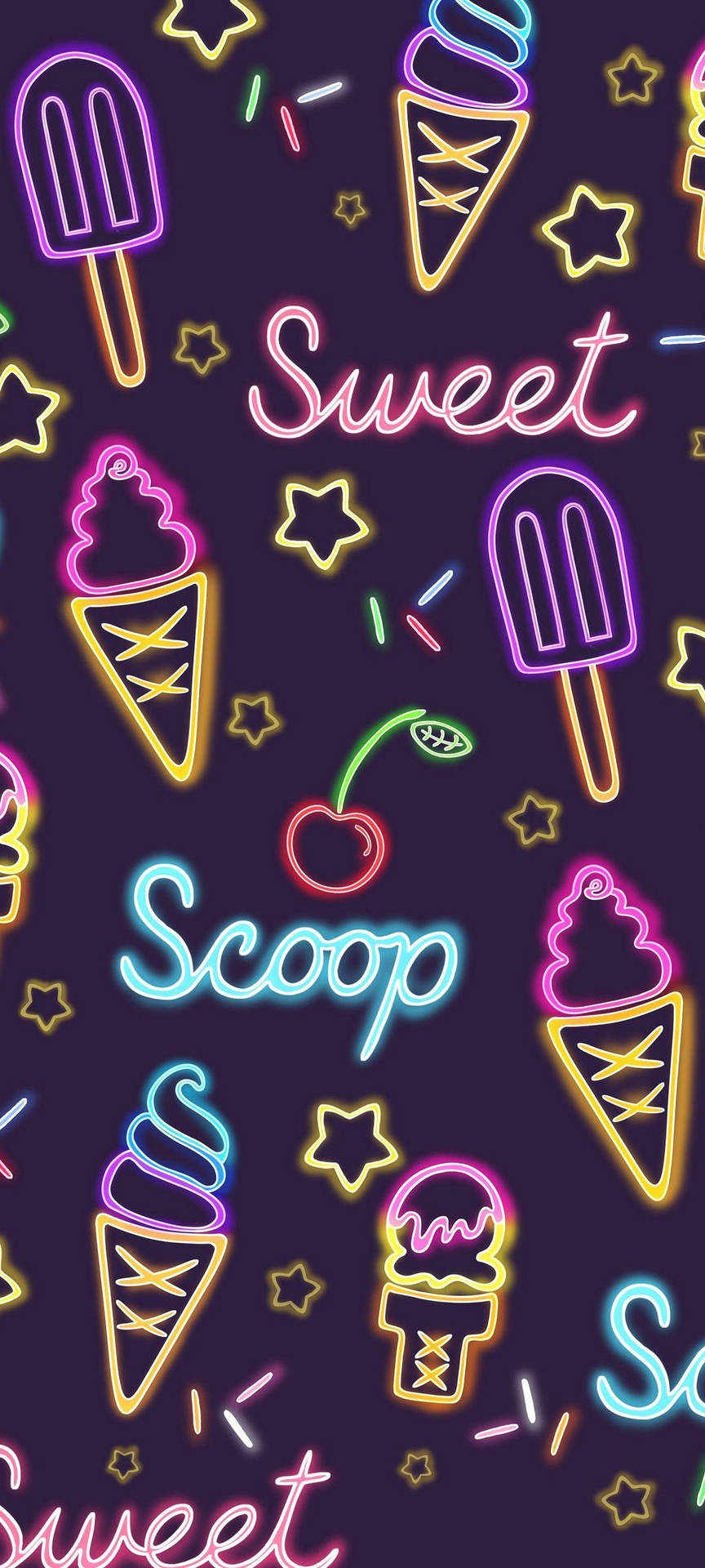 Ice Cream Neon Phone Background