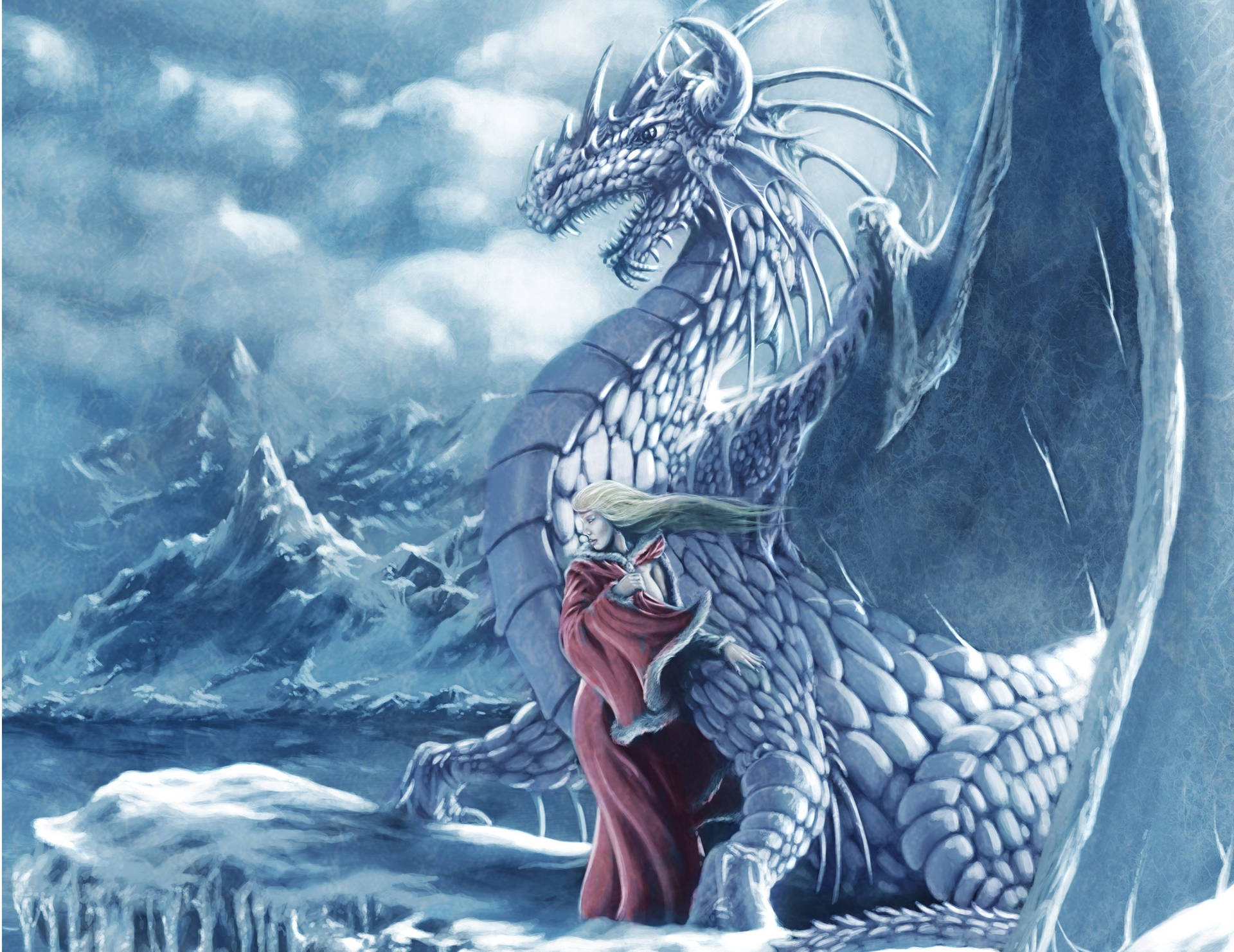 Ice Dragon And Snow Queen Background