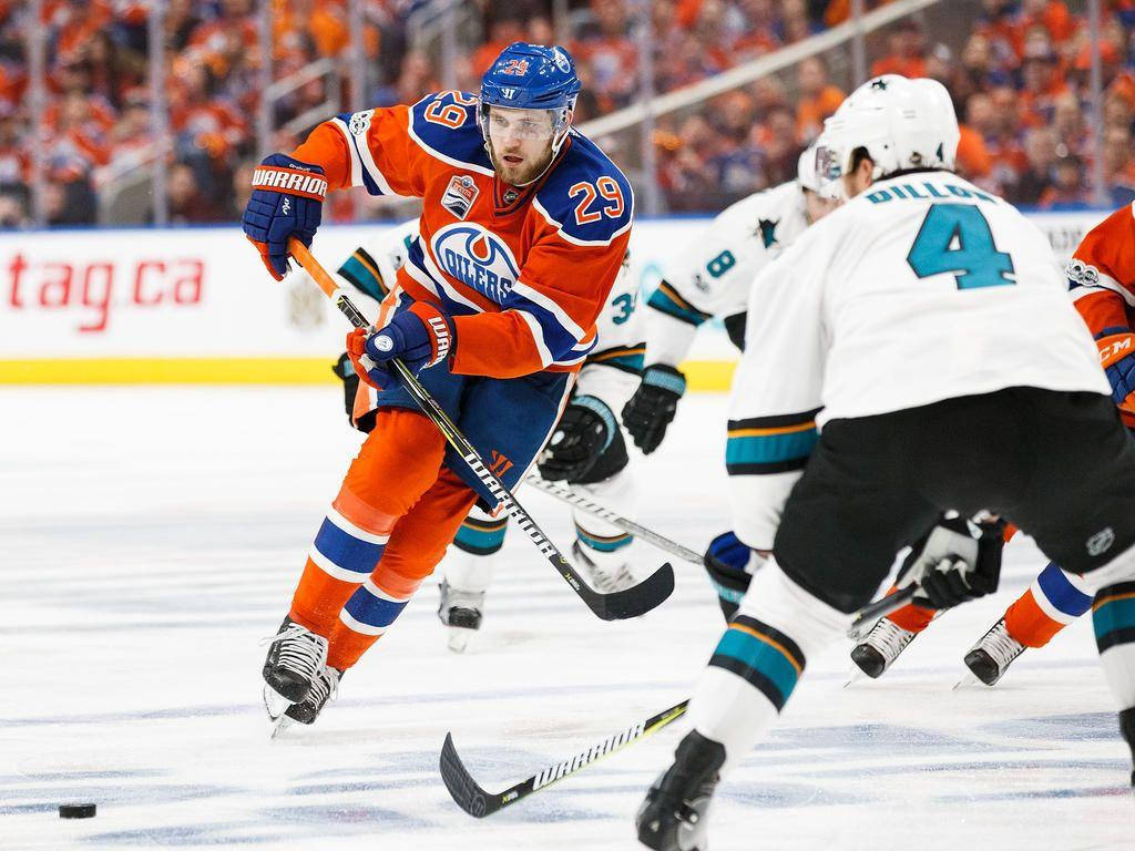 Ice Hockey Match Edmonton Oilers Leon Draisaitl Background