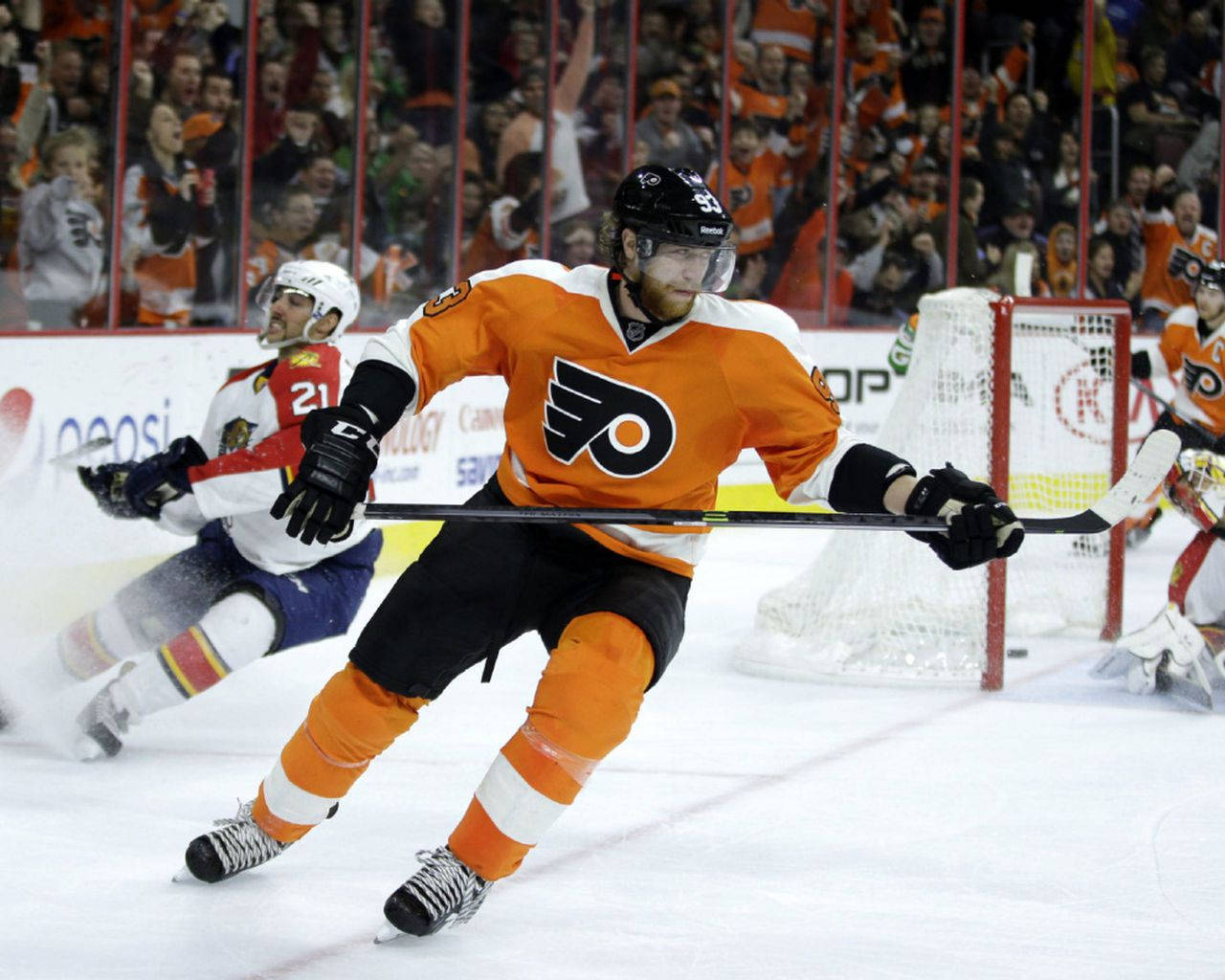 Ice Hockey Player Jakub Voracek Philadelphia Flyers Against Chicago Blackhawks Background