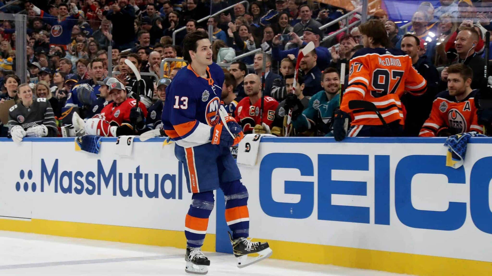 Ice Hockey Player Mathew Barzal Nhl All Star Skills Competition Background