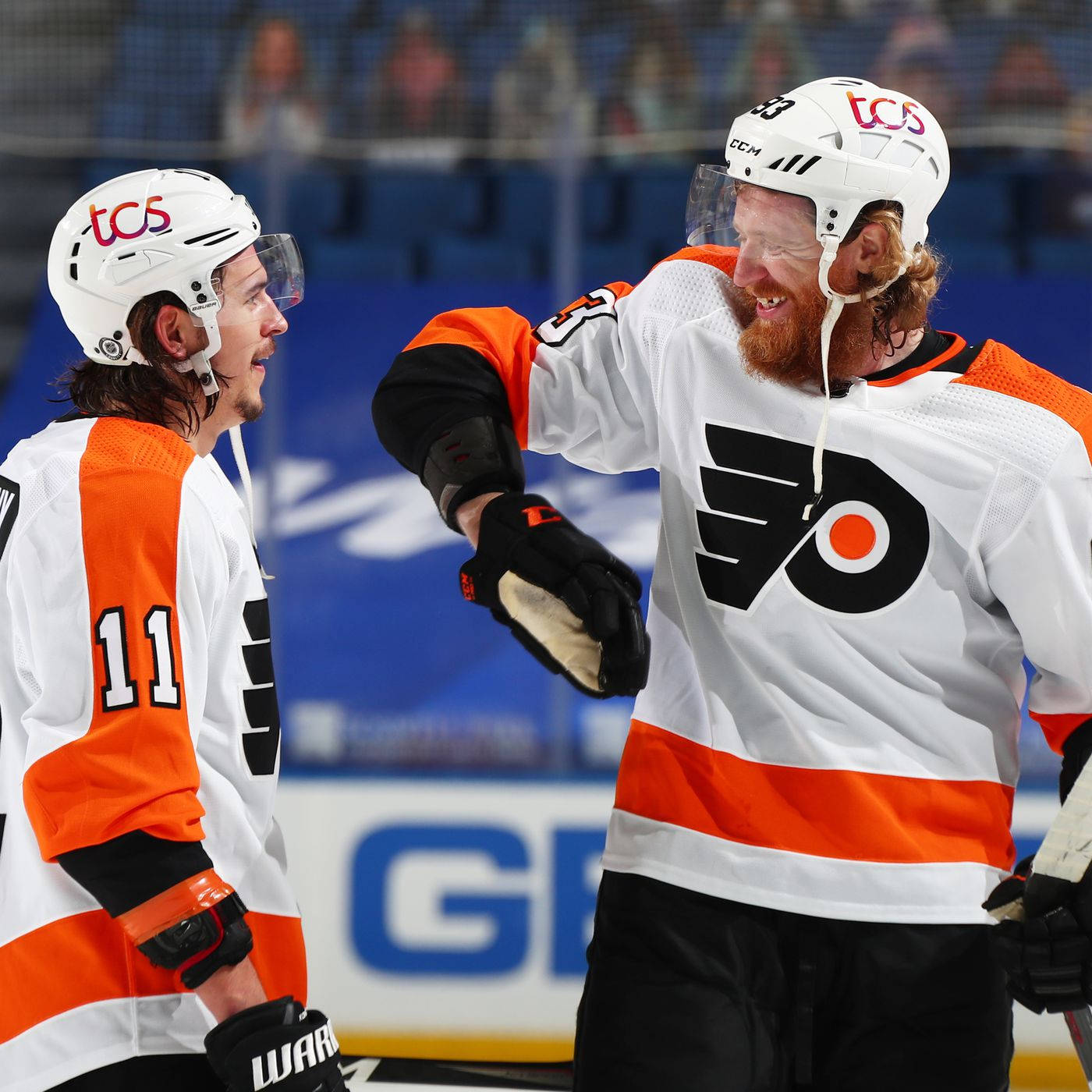 Ice Hockey Players Jakub Voracek And Travis Konecny Background