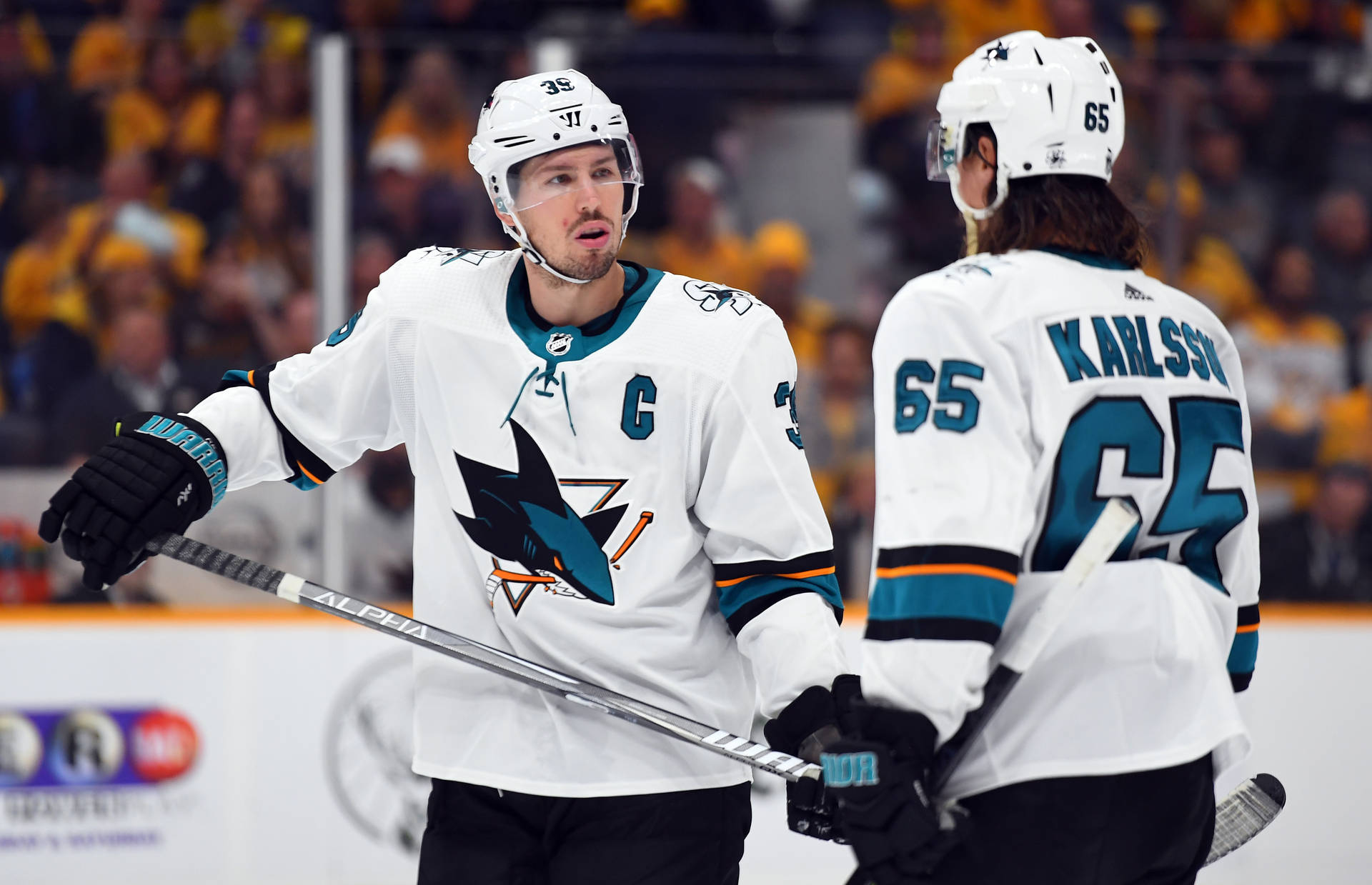 Ice Hockey Players Logan Couture And Erik Sven Gunnar Karlsson