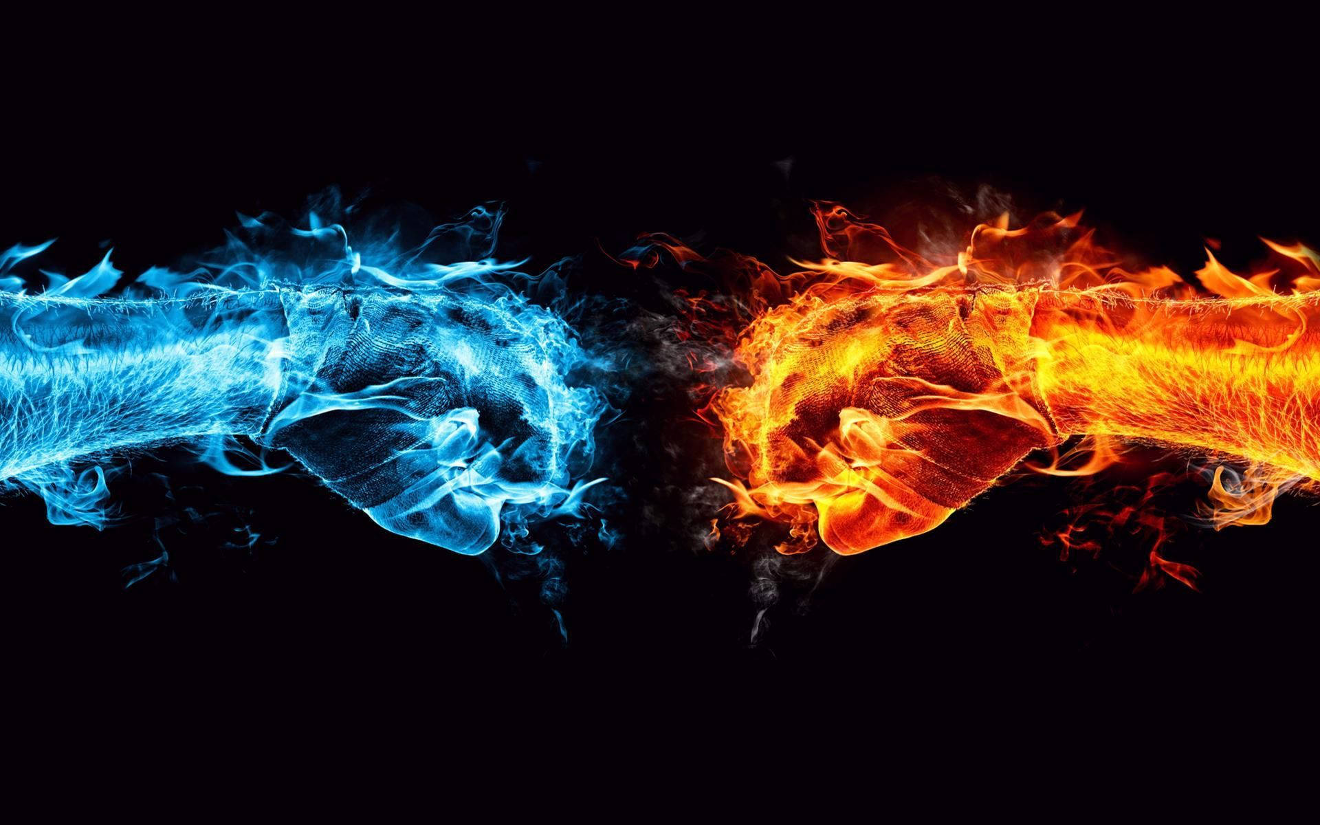 Ice Versus Fire Boxing Fist Background