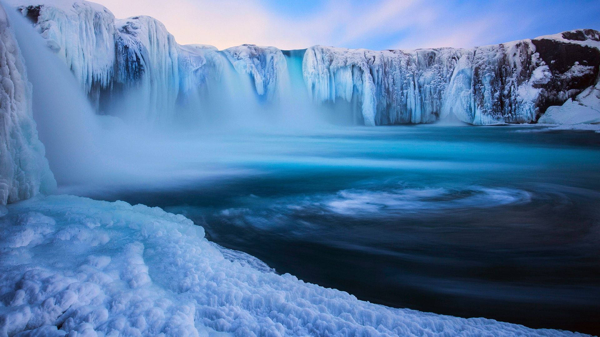 Iceland Frozen Falls Background
