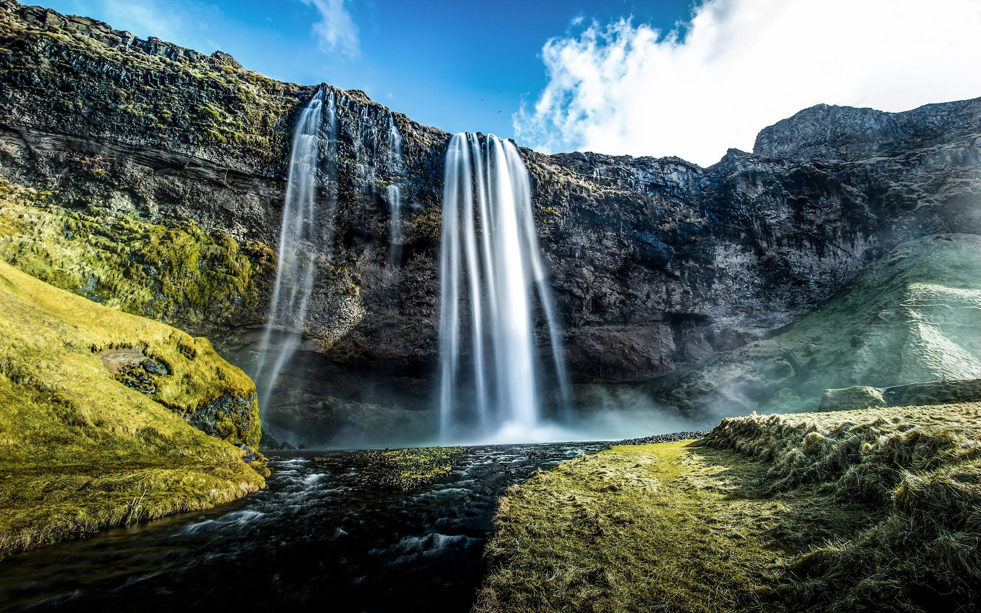 Iceland Nature Waterfalls Background