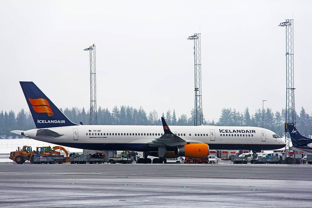 Icelandair Aviation Aircraft At The Airport Background