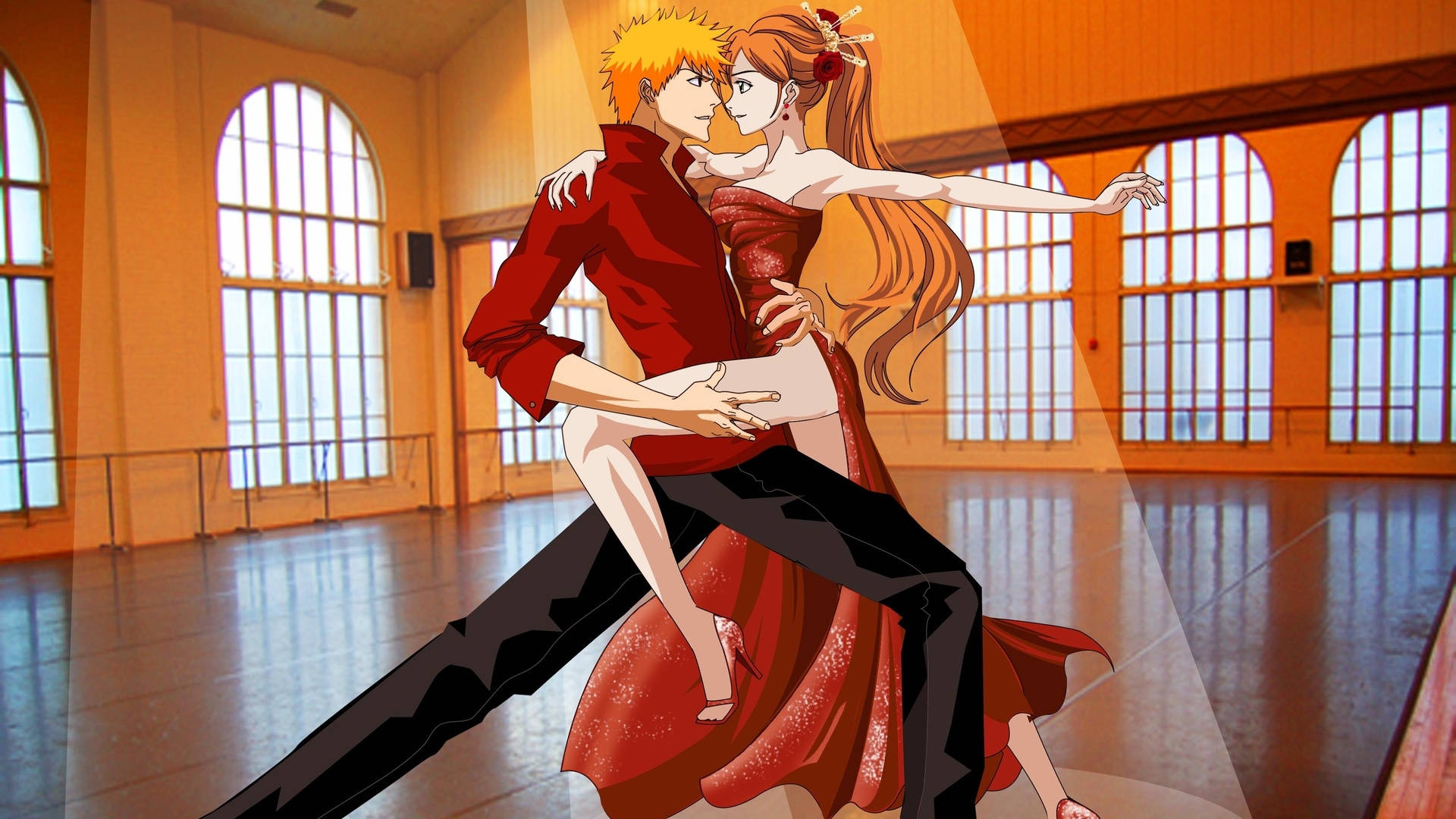 Ichigo And Inoue Anime Dance Background
