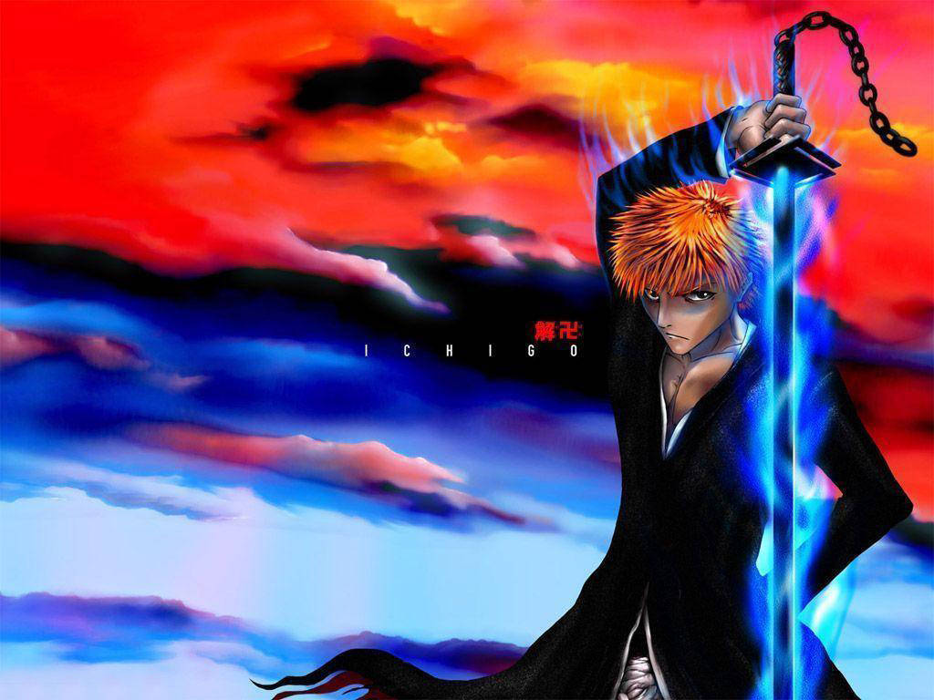 Ichigo Bankai Blue Sword Background